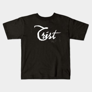 TRIST distressed black metal logo text Kids T-Shirt